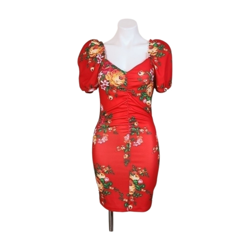 Betsey Johnson Fire Flower Red Mini Dress‎ Size Small